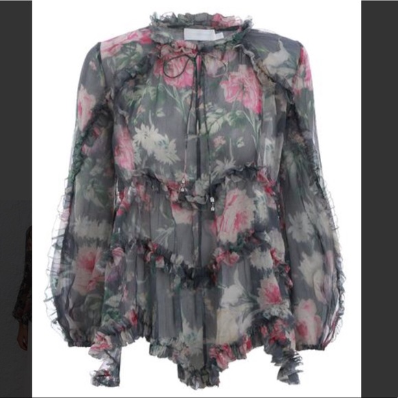 Zimmermann Tops - SOLD/ZIMMERMANN Iris floral-printed sheer-top